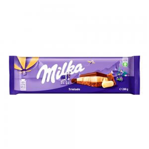 BARRA CHOCOLATE MILKA TRIOLADE (AO LEITE, BRANCO E AMARGO) 280G (EUROPA)