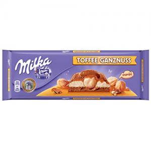 BARRA CHOCOLATE MILKA TOFFEE E AVELÃS INTEIRAS 300G (EUROPA)