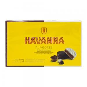 ALFAJOR HAVANNA MISTO COBERTURA CHOCOLATE BRANCO E CHOCOLATE PRETO COM RECHEIO DE DOCE DE LEITE 12 X 55G