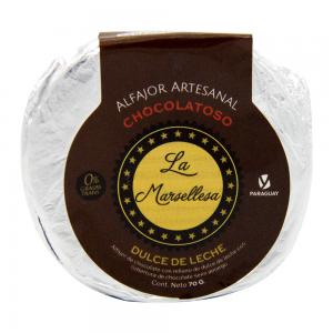 ALFAJOR ARTESANAL PY LA MARSELLESA CHOCOLATOSO RECHEIO DOCE DE LEITE COBERTURA CHOCOLATE SEMI AMARGO 70G