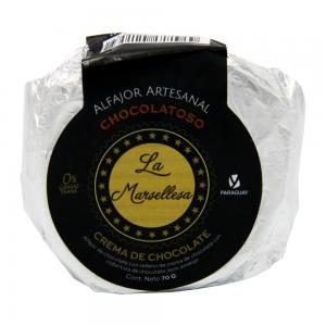 ALFAJOR ARTESANAL PY LA MARSELLESA CHOCOLATOSO RECHEIO CREME DE CHOCOLATE COBERTURA CHOCOLATE SEMI AMARGO 70G