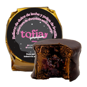 ALFAJOR TOFIA ARTESANAL PRETO COM RECHEIO DE DOCE DE MORANGO