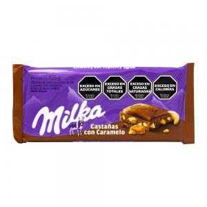 BARRA CHOCOLATE MILKA AO LEITE CASTANHA E CARAMELO 155G