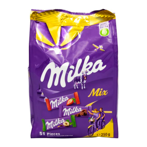 Chocolate milka mini mix com 51 unidades pacote 250g