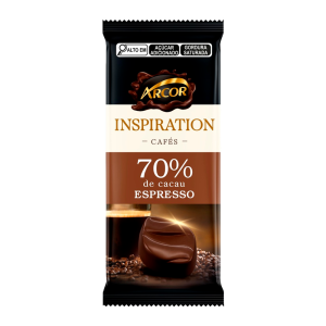 BARRA CHOCOLATE ARCOR INSPIRATION CAFÉ 70% CACAU ESPRESSO 80G