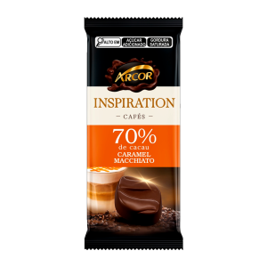 BARRA CHOCOLATE ARCOR INSPIRATION CAFÉ 70% CACAU CARAMEL MACCHIATO 80G