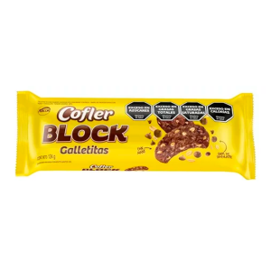 BISCOITO ARCOR COFLER BLOCK COM GOTAS DE CHOCOLATE E AMENDOIM 124G